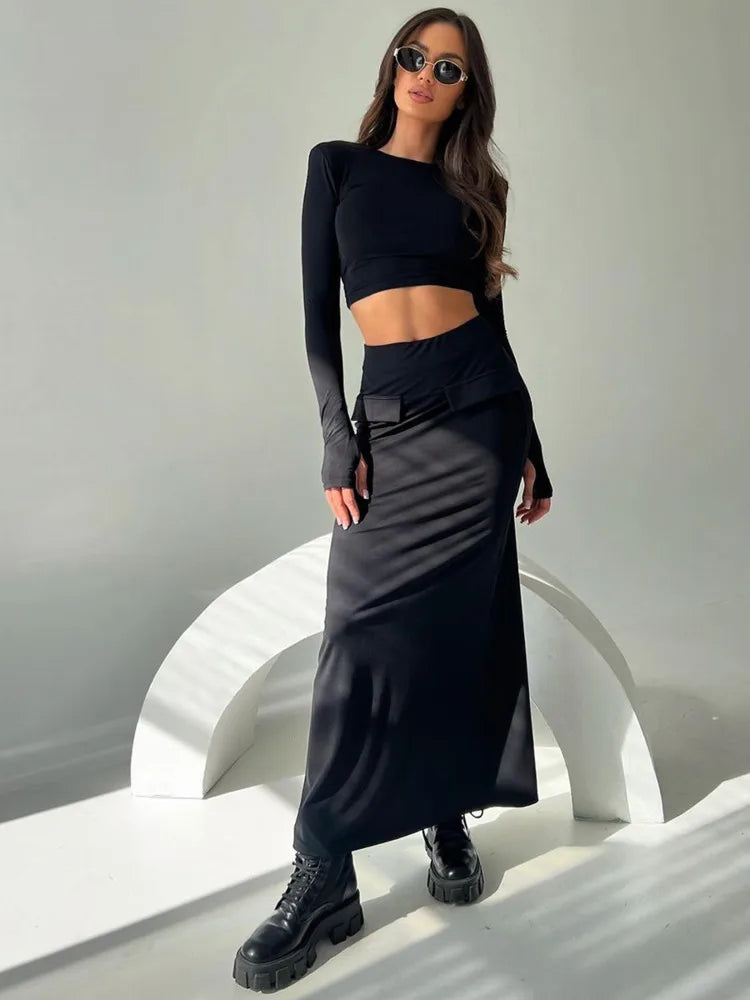 סט שני חלקים טופ וחצאית מקסי - באדי